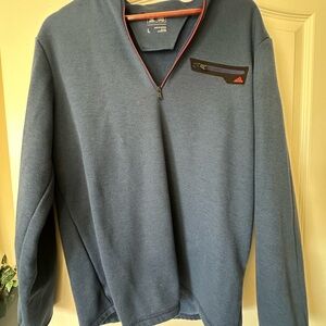 adidas Men's V-Neck Blue Sweater with Zipper Accent